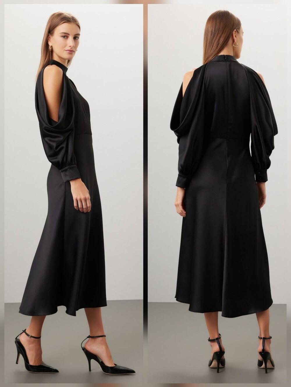 ARIAS NEW YORK Halter Neck Dress A-line Long Sleeves Off The Shoulder Size 8